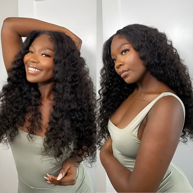 stylish look of kinky cury v part human hair wigs on influencers