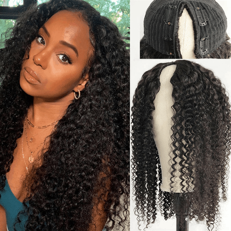 Black Friday & Cyber Monday V Part Wig Kinky Curly Human Hair Upgrade U Part Wigs Glueless Wigs Flash Sale