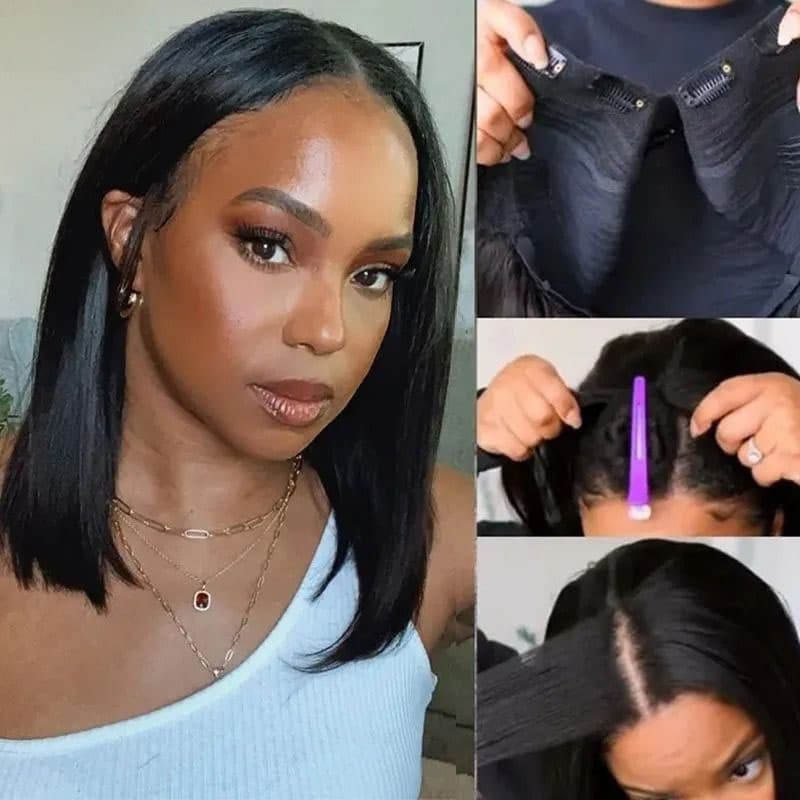 $121-$120 Code Save120 Cute Straight V Part  Glueless Bob Wig