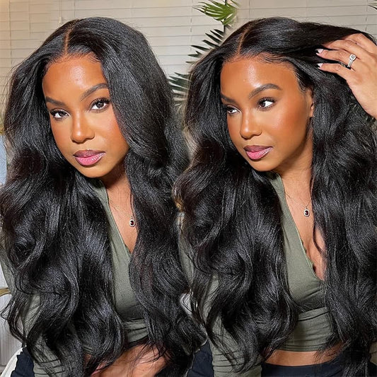 remy forte v part yaki straight wig protective style no lace human hair wig