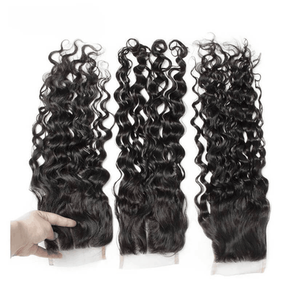 Remy Forte Water Wave 3 Bundles With 4×4 Lace Closure Unprocessed Virgin Hair Natural Color