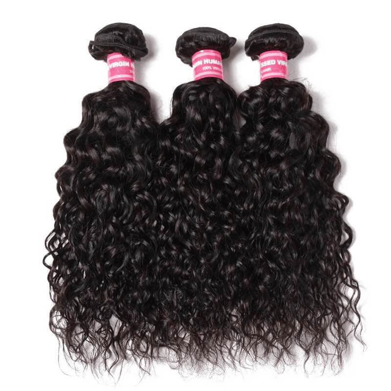 Remy Forte Water Wave 3 Bundles With 4×4 Lace Closure Unprocessed Virgin Hair Natural Color