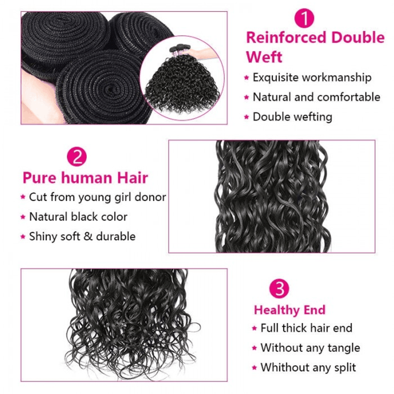 Remy Forte Water Wave Virgin Hair 4 Bundles Wet and Wavy Human Hair Bundles