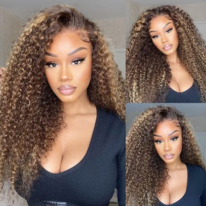 Glueless Wear Go 4×4 HD Lace Wig Pre Cut Lace Highlight Deep Wave Beginner Friendly