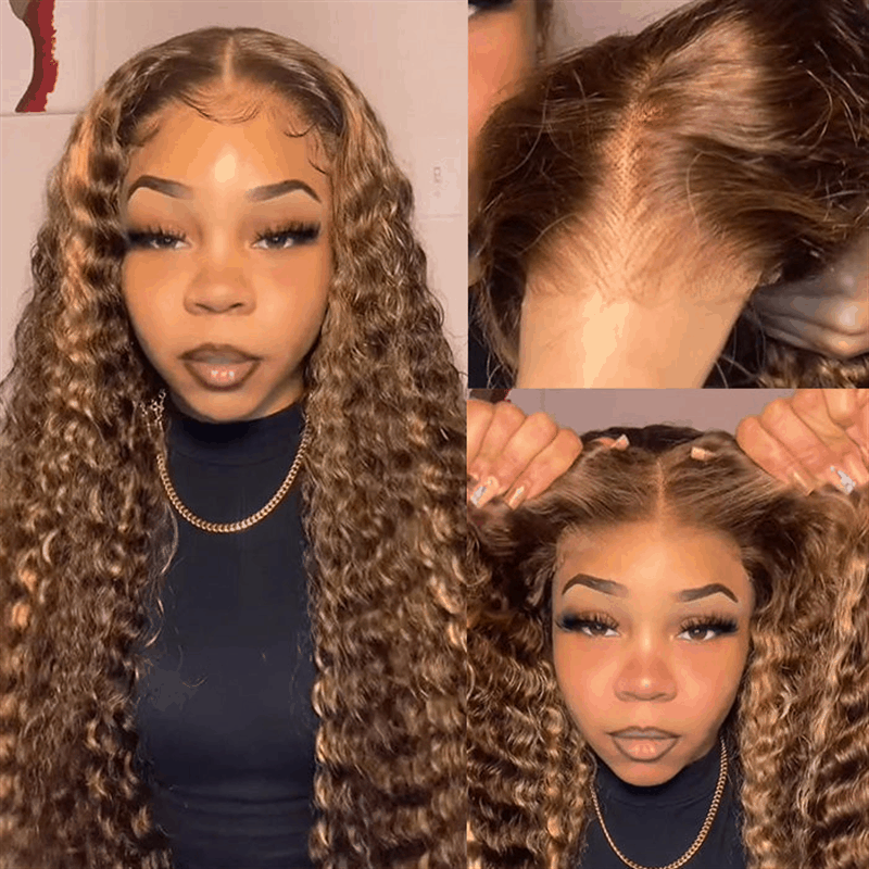 Glueless Wear Go 4×4 HD Lace Wig Pre Cut Lace Highlight Deep Wave Beginner Friendly