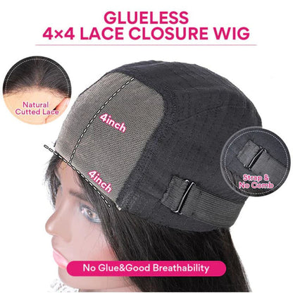 Glueless Wear Go 4×4 HD Lace Wig Pre Cut Lace Highlight Deep Wave Beginner Friendly