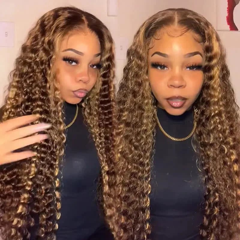 Glueless Wear Go 4×4 HD Lace Wig Pre Cut Lace Highlight Deep Wave Beginner Friendly