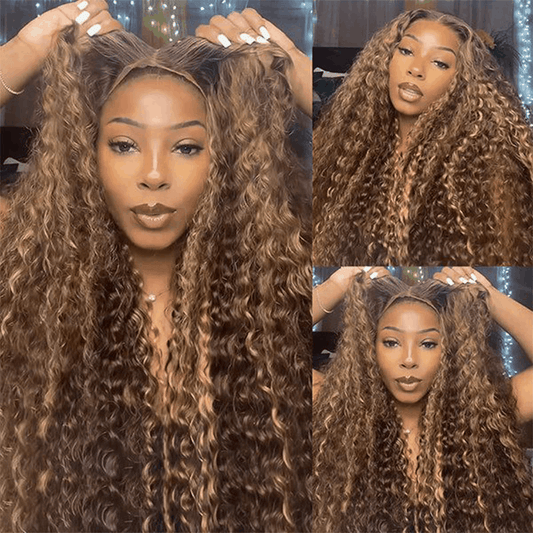 Glueless Wear Go 4×4 HD Lace Wig Pre Cut Lace Highlight Deep Wave Beginner Friendly