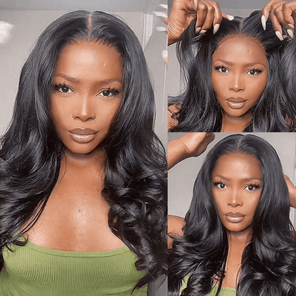 natural black wear and go glueless wigs