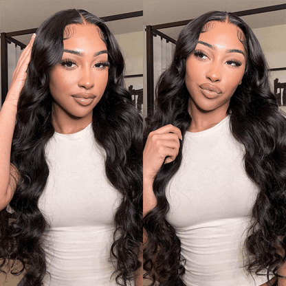 glueless pre cut lace wig natural body wave texture