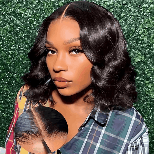 glossy human hair bob wigs pre plucked lace wigs