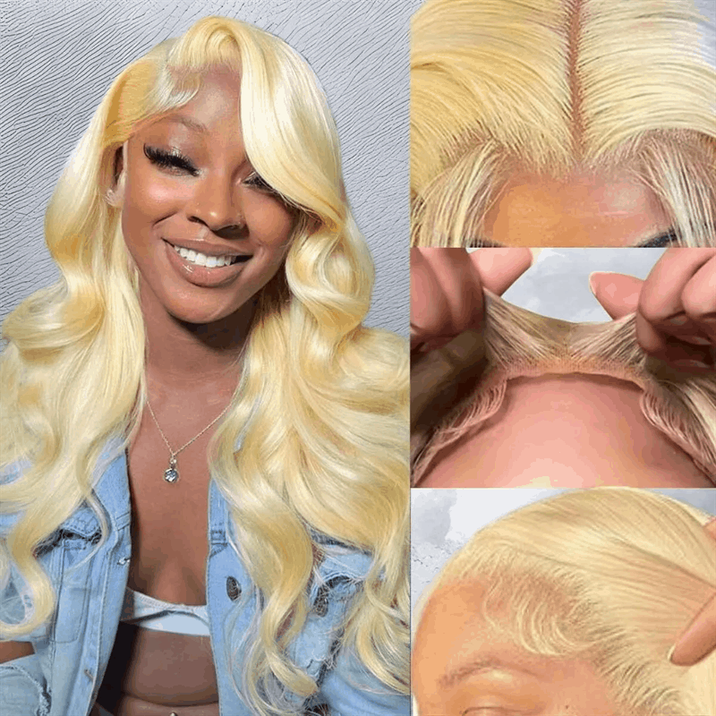 Remy Forte Wear and Go #4/613 New Body Wave 13×4 Pre Cut Lace Ombre Blonde Wig With Brown Roots