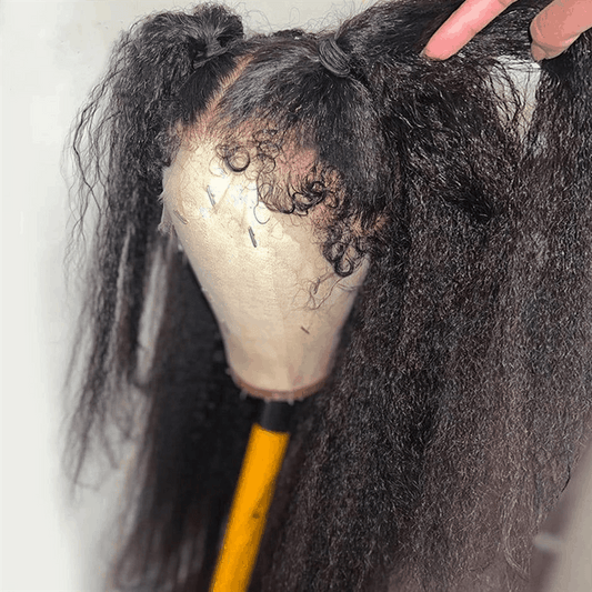 Yaki Straight 4C Kinky Edges 13×4 Lace Front Wigs With Curly Baby Hair Flash Sale