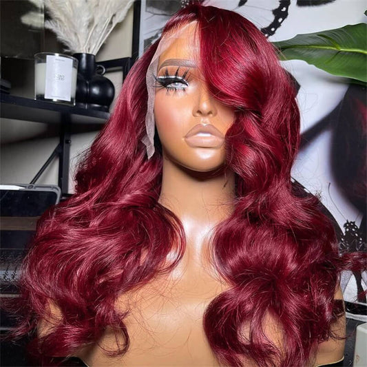 #99J Burgundy Body Wave 13*6 HD Glueless Lace Wigs Human Hair Wigs For Black Women