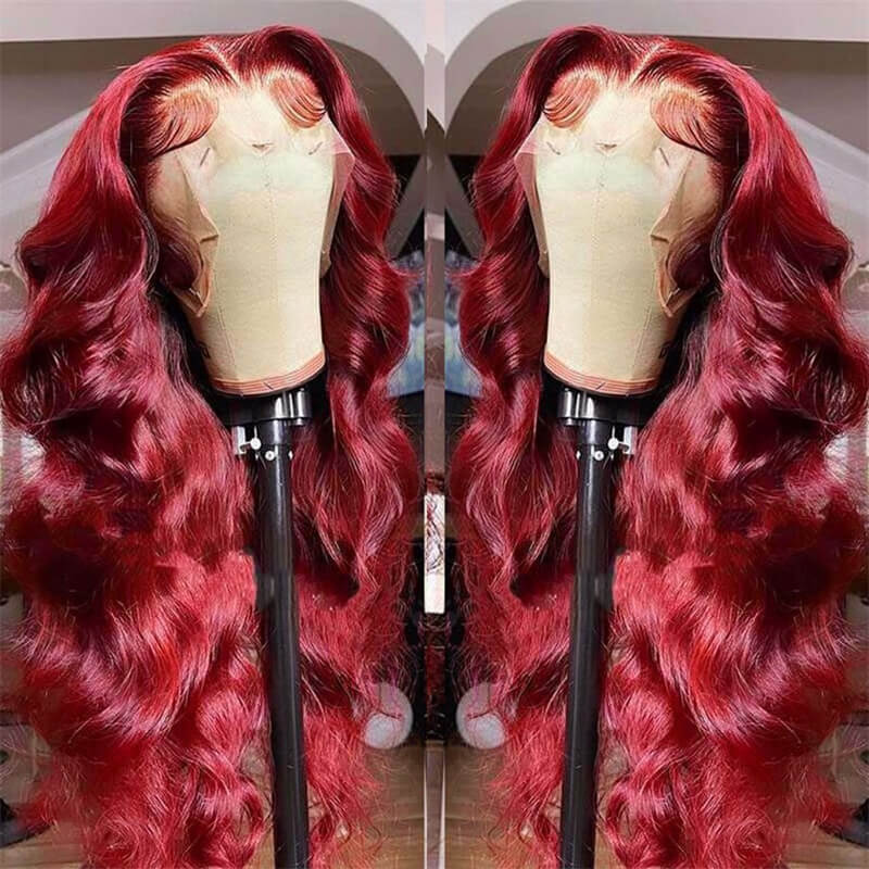 #99J Burgundy Body Wave 13*6 HD Glueless Lace Wigs Human Hair Wigs For Black Women