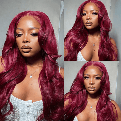 #99J Burgundy Body Wave 13*6 HD Glueless Lace Wigs Human Hair Wigs For Black Women