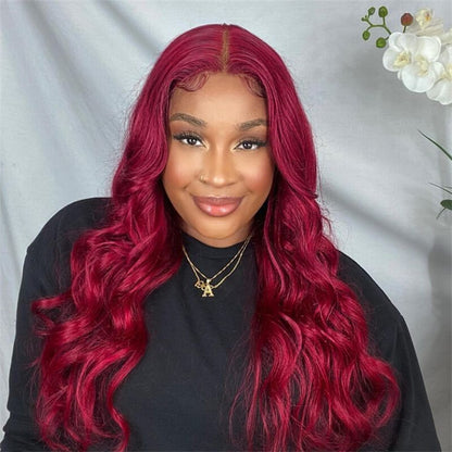 #99J Burgundy Body Wave 13*6 HD Glueless Lace Wigs Human Hair Wigs For Black Women