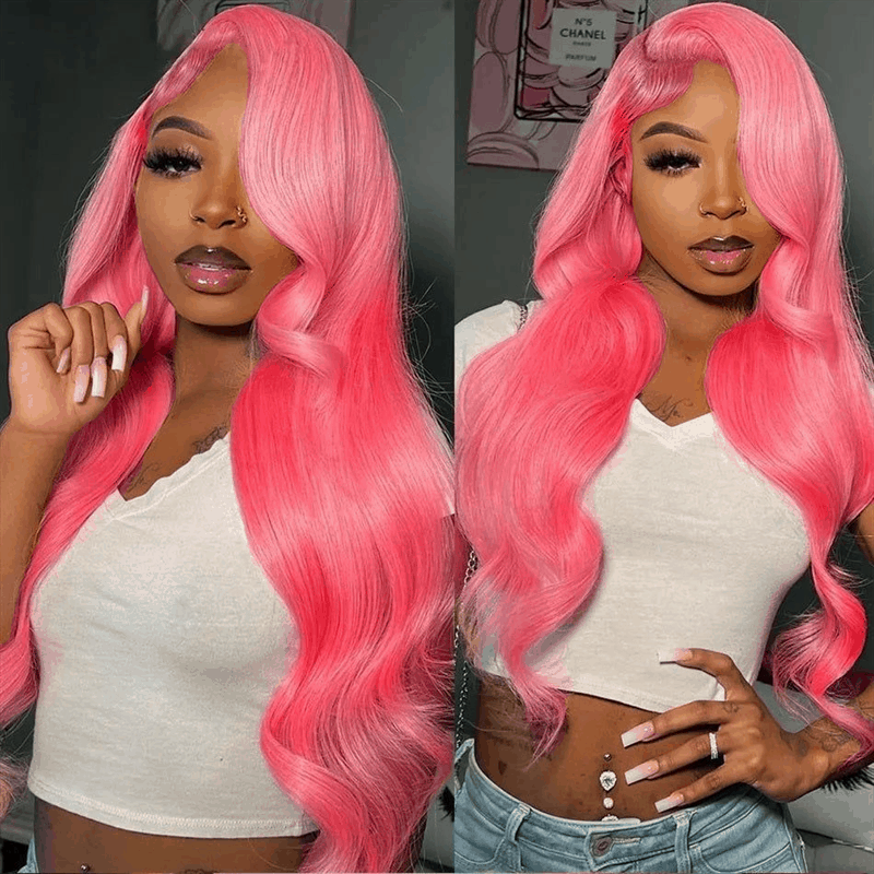 Barbie Pink Human Hair Wigs 13×4 Lace Front Straight Hair 150% And 180% Density For Women