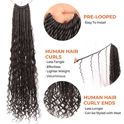 Remy Forte Crochet Boho Box Braids Human Hair Curls Braiding Hair Braiding Extension Curly Full Ends