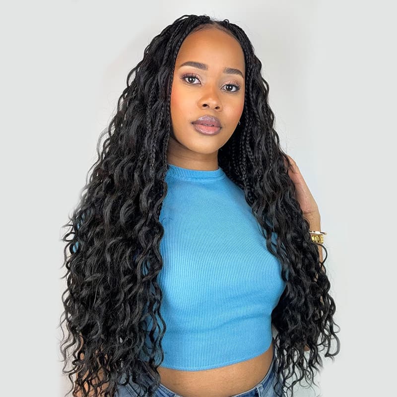 Remy Forte Crochet Boho Box Braids Human Hair Curls Braiding Hair Brai