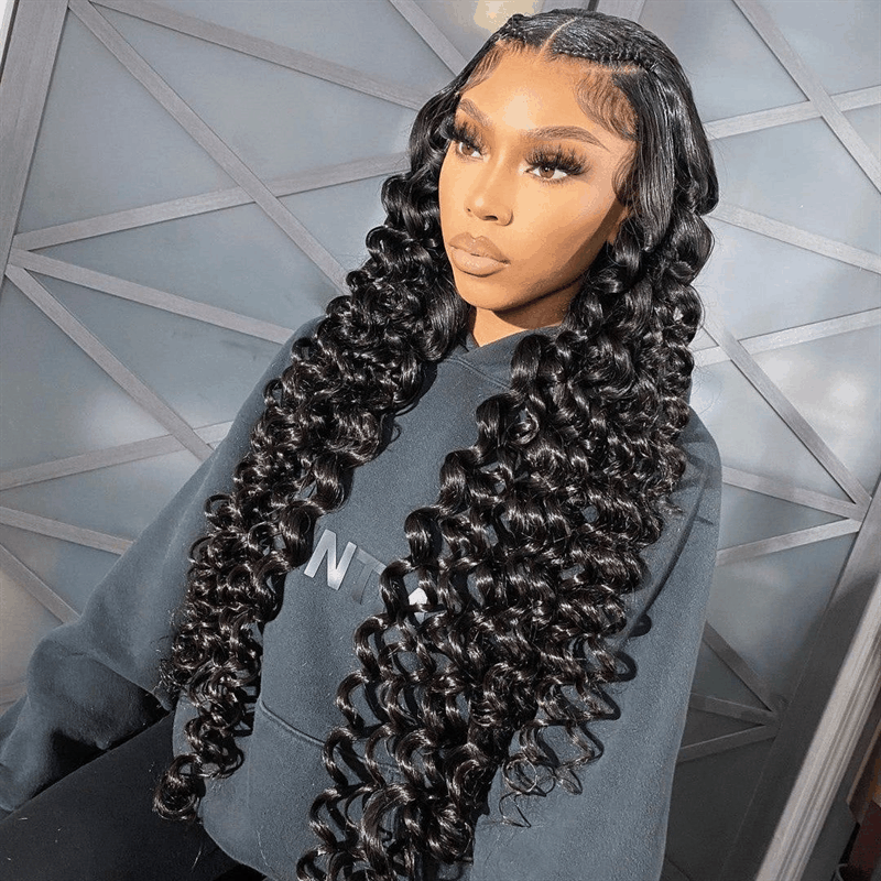 Loose Deep Wave 7×5 Pre Cut Lace Wig Realistic Invisible Knots Wig Super Natural Glueless Human Hair