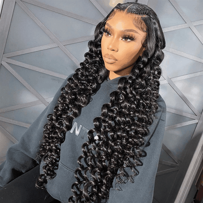 Loose Deep Wave 7×5 Pre Cut Lace Wig Realistic Invisible Knots Wig Super Natural Glueless Human Hair