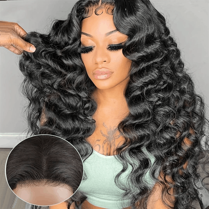 Loose Deep Wave 7×5 Pre Cut Lace Wig Realistic Invisible Knots Wig Super Natural Glueless Human Hair