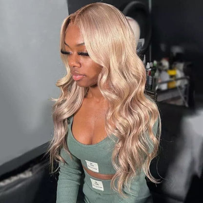 P12/613 Straight And Body Wave Wig Ombre 13×4 Pre Cut Lace Wig Mixed Brown and Blonde Color Wear And Go Wig