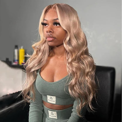 P12/613 Straight And Body Wave Wig Ombre 13×4 Pre Cut Lace Wig Mixed Brown and Blonde Color Wear And Go Wig