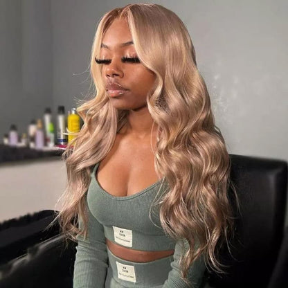 P12/613 Straight And Body Wave Wig Ombre 13×4 Pre Cut Lace Wig Mixed Brown and Blonde Color Wear And Go Wig