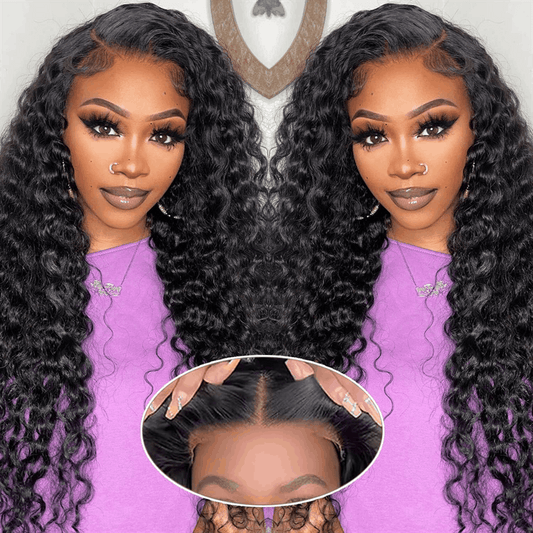 Water Wave 7×5 Pre-Cut Lace Glueless Wigs Easy Install Wet and Wavy Human Hair With Invisible Knots