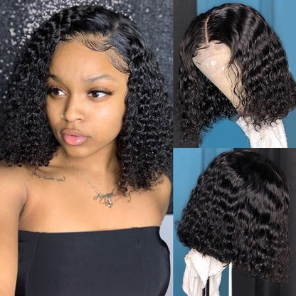 Flash Sale Wear And Go Wigs Short Bob Water Wave/ Kinky Curly Pre-Cut 4×6 HD Pre Cut Lace Wig