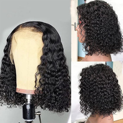 Flash Sale Wear And Go Wigs Short Bob Water Wave/ Kinky Curly Pre-Cut 4×6 HD Pre Cut Lace Wig