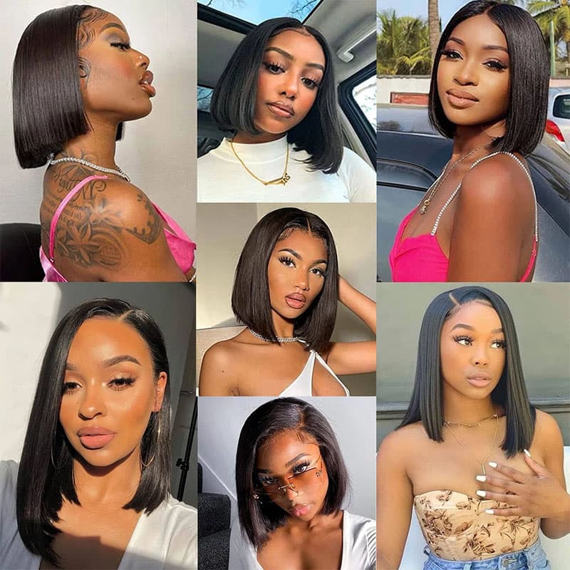 Black Friday & Cyber Monday Silky Straight Bob 13×4 Lace Frontal Wig Pre Plucked Human Hair Wig Flash Sale