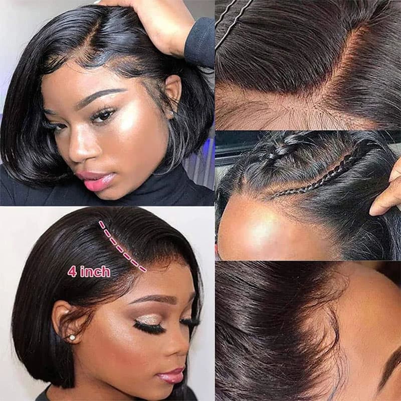 Black Friday & Cyber Monday Silky Straight Bob 13×4 Lace Frontal Wig Pre Plucked Human Hair Wig Flash Sale