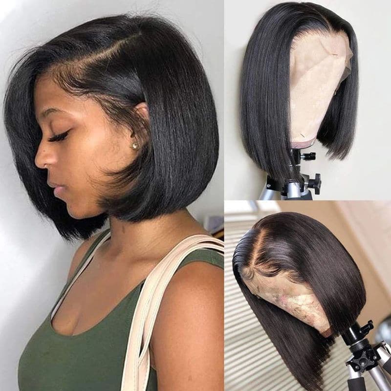 Straight Short Bob Wig Pre Plucked 180%/210% Density 13×4 Lace Frontal Wig Pre Cut Lace Wig