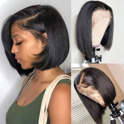 Black Friday & Cyber Monday Silky Straight Bob 13×4 Lace Frontal Wig Pre Plucked Human Hair Wig Flash Sale