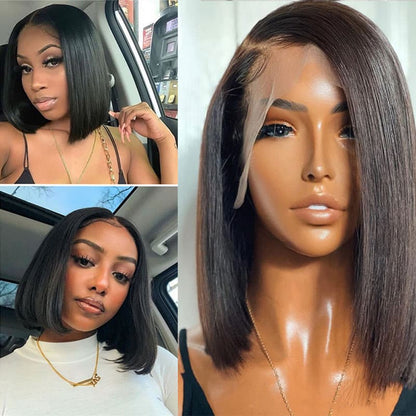 Straight Short Bob Wig Pre Plucked 180%/210% Density 13×4 Lace Frontal Wig Pre Cut Lace Wig