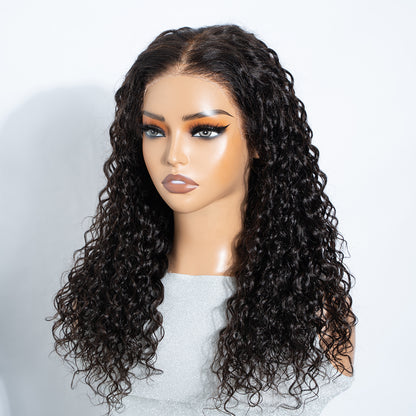 【Hot】Parting Max Water Wave 9x6 Lace Front Wig Pre Cut HD Lace Glueless Wear Go Human Hair Natural Black Beginner Friendly