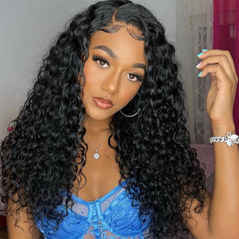 Water Wave Lace Front Wigs Human Hair 13×4 HD Transparent Wig Pre Plucked 180% Density
