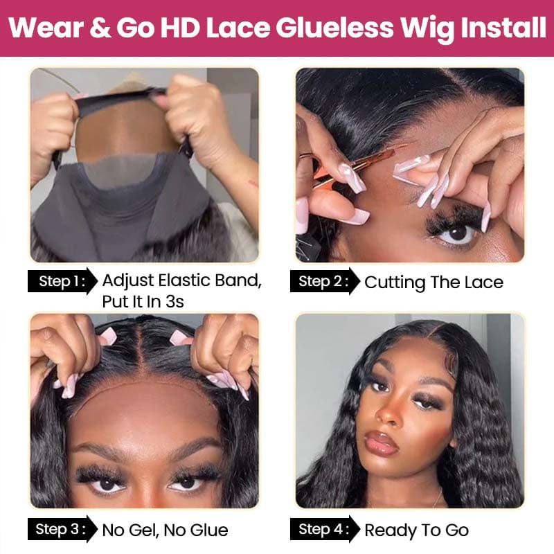 wear and go HD lace glueless wig installation