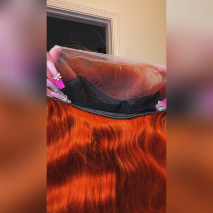 Ginger Orange Body Wave Lace Frontal Wigs 150% Density Wigs Pre Plucked With Baby Hair